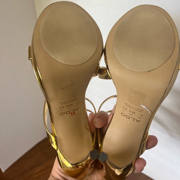 ALDO Katswirl Gold Metallic Spiral Strappy Stiletto Heels Sandals Women’s 8 38.5 - Picture 8 of 12